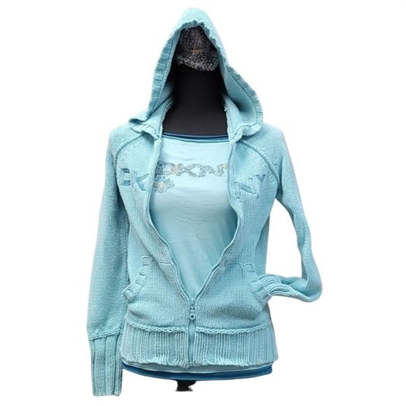 DKNY Jeans Double Layered Look Tee & Zip Sweater